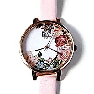 Pourquoi Pas rose gold pink floral watch